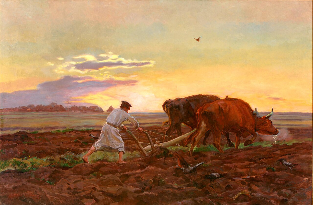 Józef Chełmoński, Orka, 1896: иллюстрация сельскохозяйственного труда, не документ спора о сервитуте
