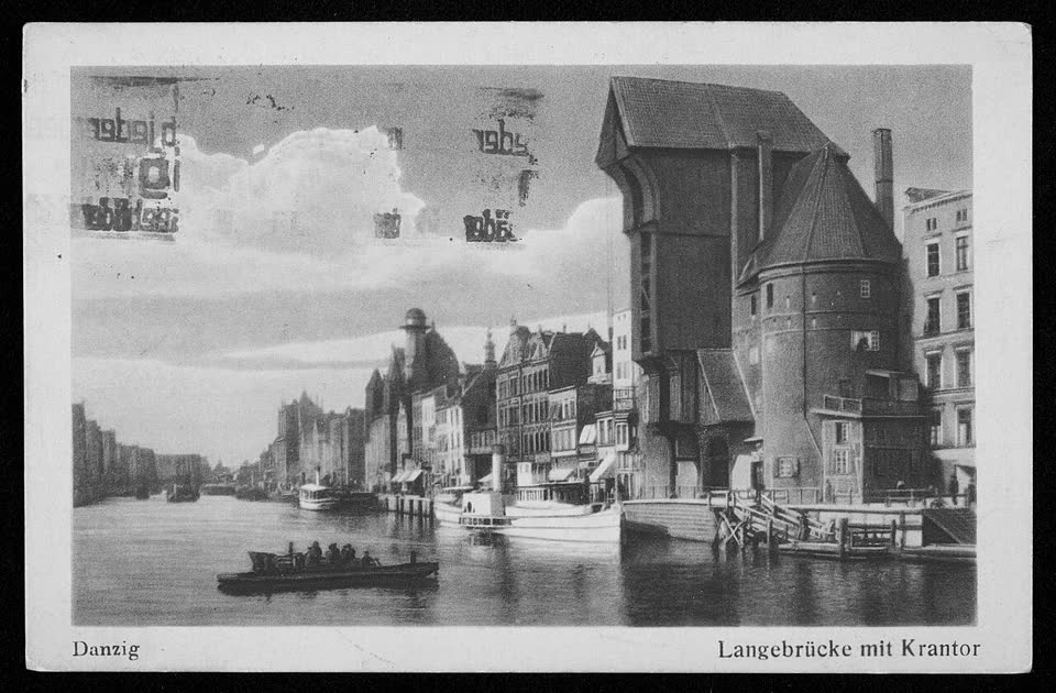 Gdańsk w 1930 roku: nabrzeże Motławy i Żuraw