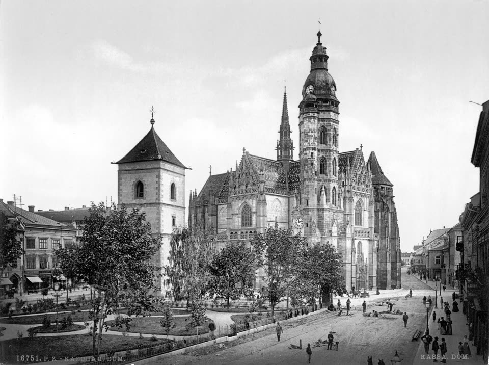 Koszyce, katedra świętej Elżbiety na fotografii z około 1900 roku