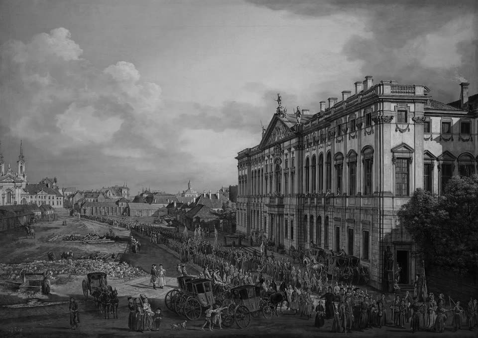 Bernardo Bellotto, Plac Krasińskich w Warszawie z pałacem, który w II Rzeczypospolitej mieścił Sąd Najwyższy