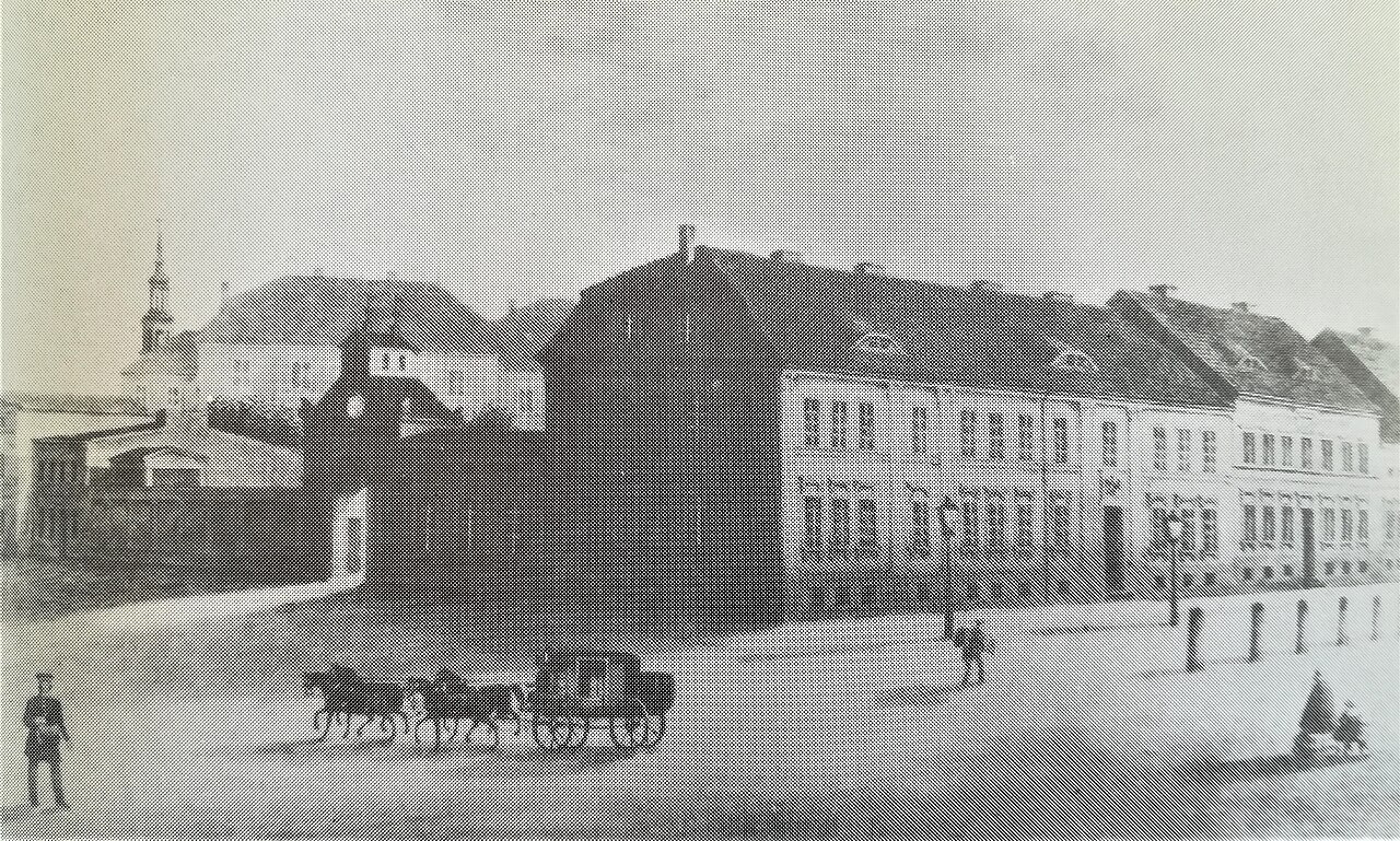 منظر لمكتب البريد في Poznań من عام 1840، بوصفه صورة لاحقة لعمران إحدى المدن المشمولة بالتأمين